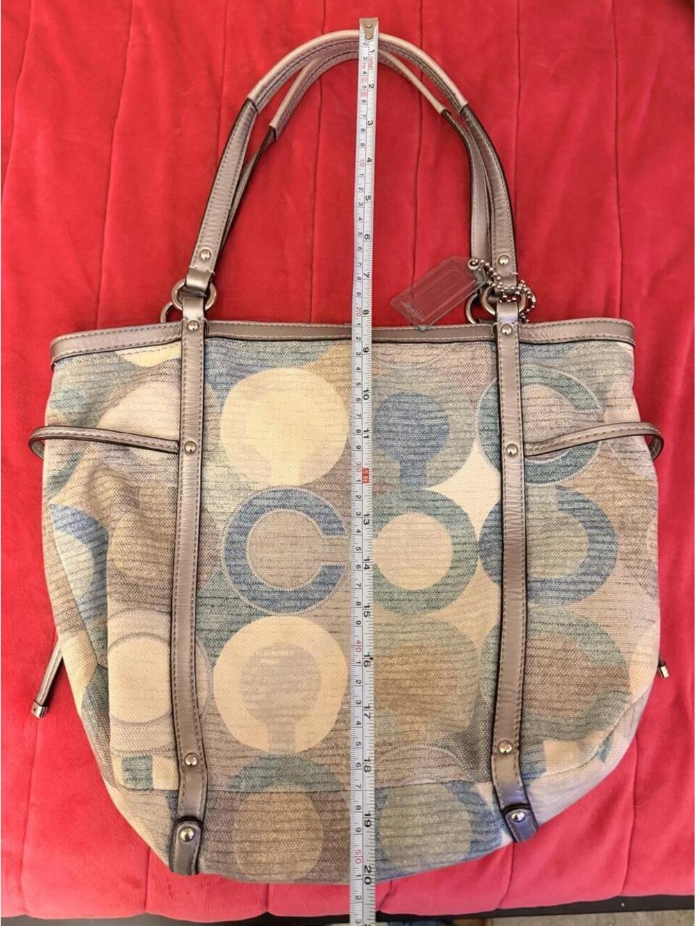 Vintage Coach Audrey Metallic Graphic Op Art Cinched Tote - Picture 6 of 7